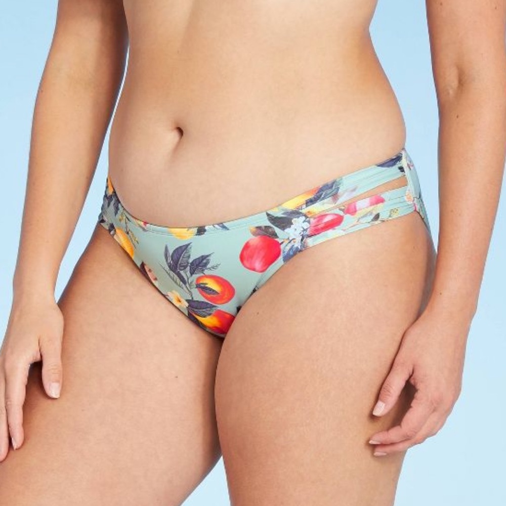 Kona Sol Sage Green Citrus Hipster Bathing Suit Bottoms Size Large